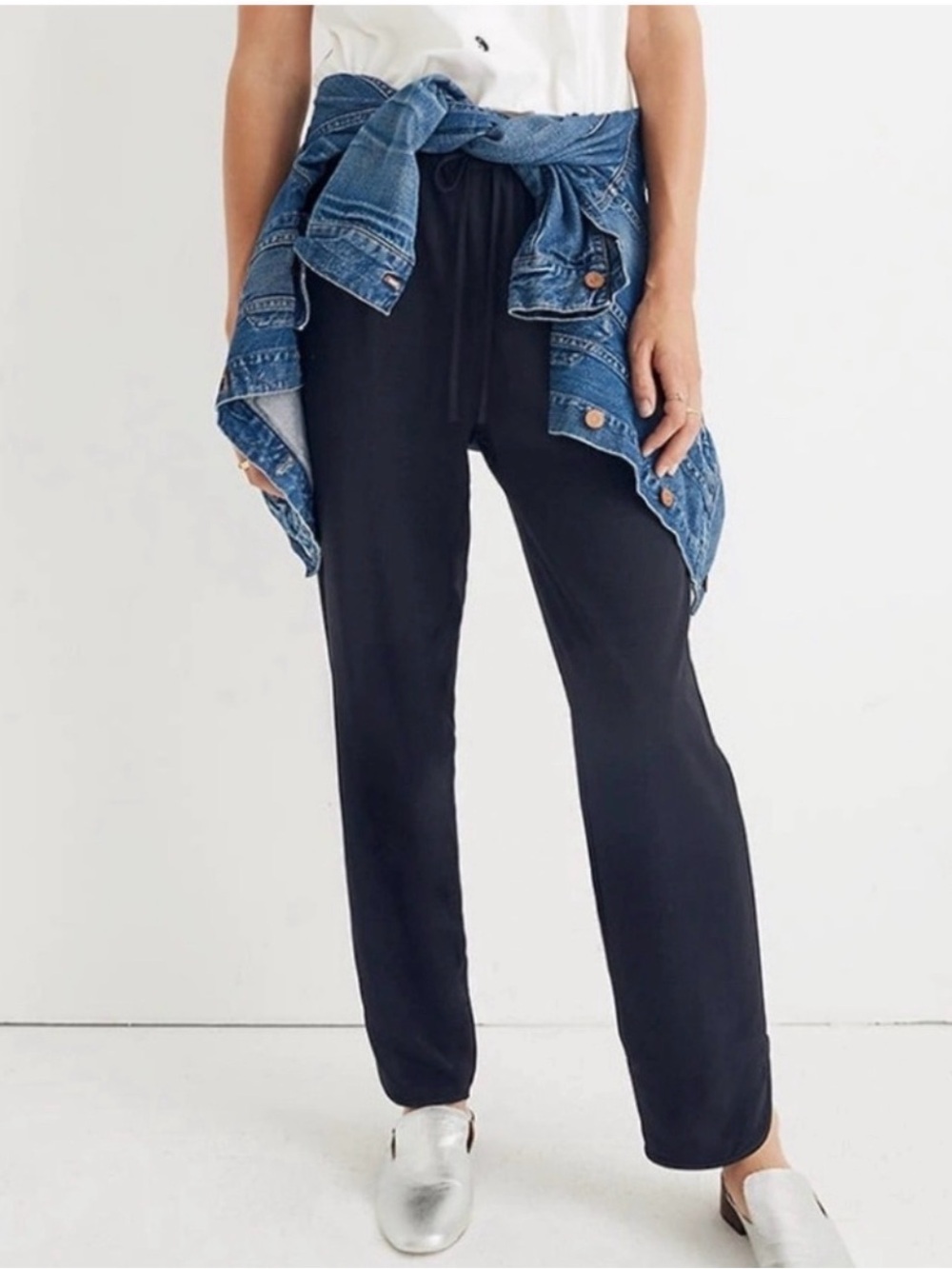Madewell Black Drawstring Track Trouser Jogger Style Pants (Gently Used) Size L